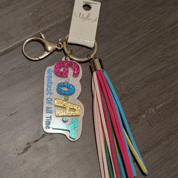 Sparkly GOAT Colorful Tassel Keychain Bag Charm - Picture 1 of 4
